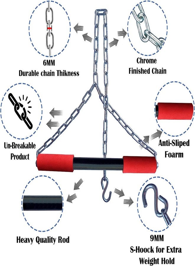 Steller Chin Up Bar, Steel Chin Up, Sangal Hanging Rod with Chain ChinUp Bar, Height Increaser and Pull Exercise with Heavy Duty Chain and Hook - Image 2