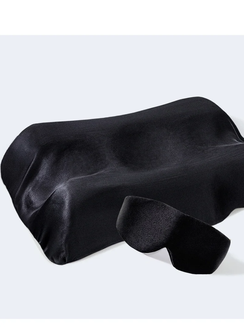 Beauty Pillow Sleep Mask Black + Silk Pillowcase Black for Beauty Pillow