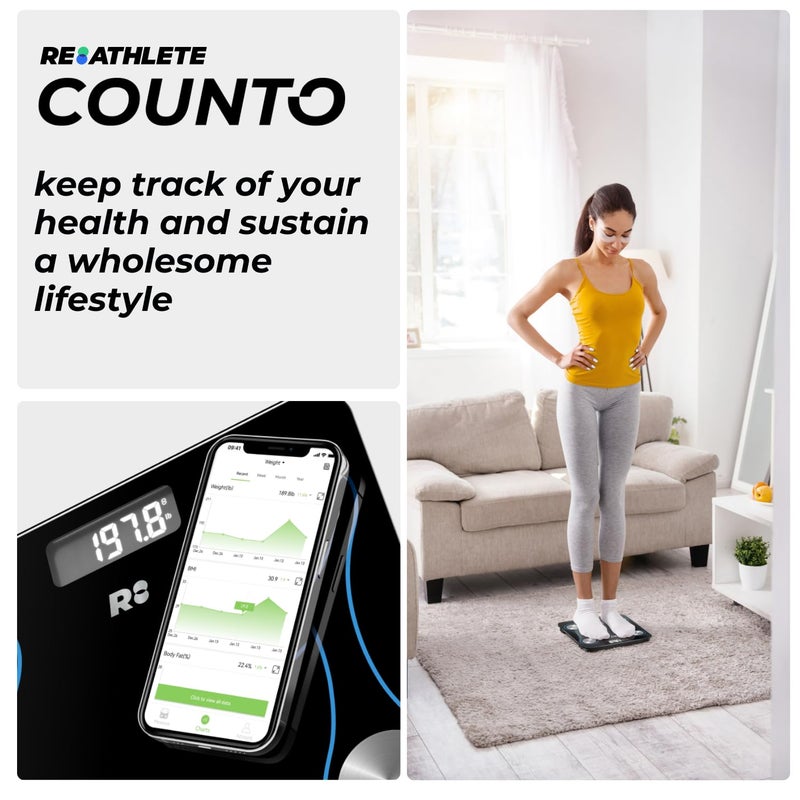 ReAthlete COUNTO Smart Scale Digital Scale Measuring Body Parameters Smart Bluetooth Body Fat Measurement Device Body Composition Monitor with Smart App Bathroom Scales Accurate for Bmi Muscle - Image 2
