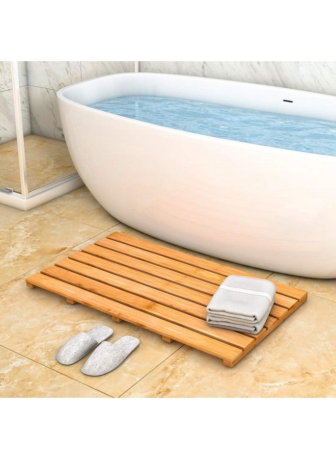 Bamfan Bamboo Wooden Bath Floor Mat for Luxury Shower - Non-Slip Bathroom Waterproof Rug for Indoor or Outdoor Use (31.3 x 18.1 x 1.5 Inches)  - Image 4