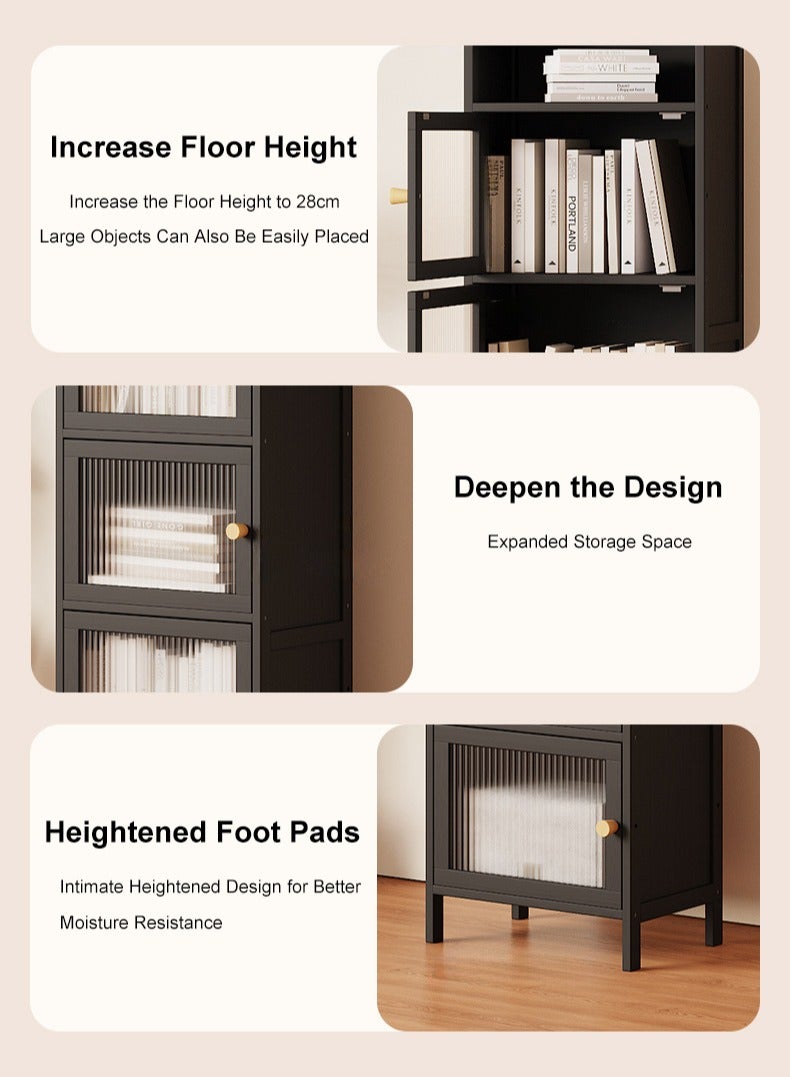 XiuWoo 2-Tier Modern Wood Nightstand Table, Bedside Table, End Side Tables, Coffee Tables, Home Storage Rack, Bookcase with Acrylic Clear Door and Storage Compartment for Home Office  - Image 4