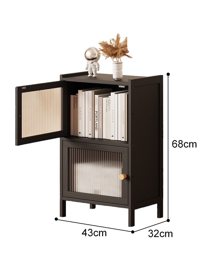 XiuWoo 2-Tier Modern Wood Nightstand Table, Bedside Table, End Side Tables, Coffee Tables, Home Storage Rack, Bookcase with Acrylic Clear Door and Storage Compartment for Home Office  - Image 5