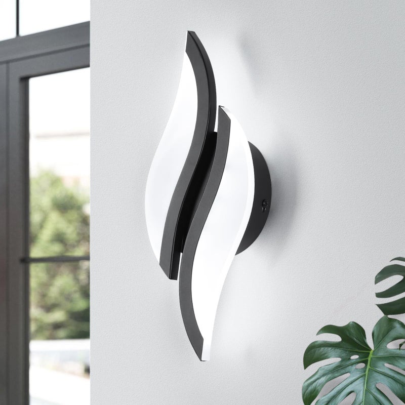 CANEOE Modern LED Wall Sconce 6000K Black Indoor Wall Light Fixtures Acrylic Wall Sconce Lighting for Living Room Bedroom Bedside Bathroom Hallway Stairway Wall Lamp (Black, 1 Pack, 6000K) - Image 1