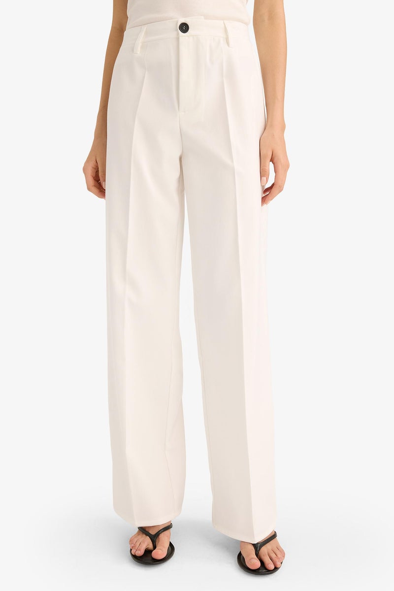 DeFacto Beige Woman Wide Leg Trousers Casual - Image 3