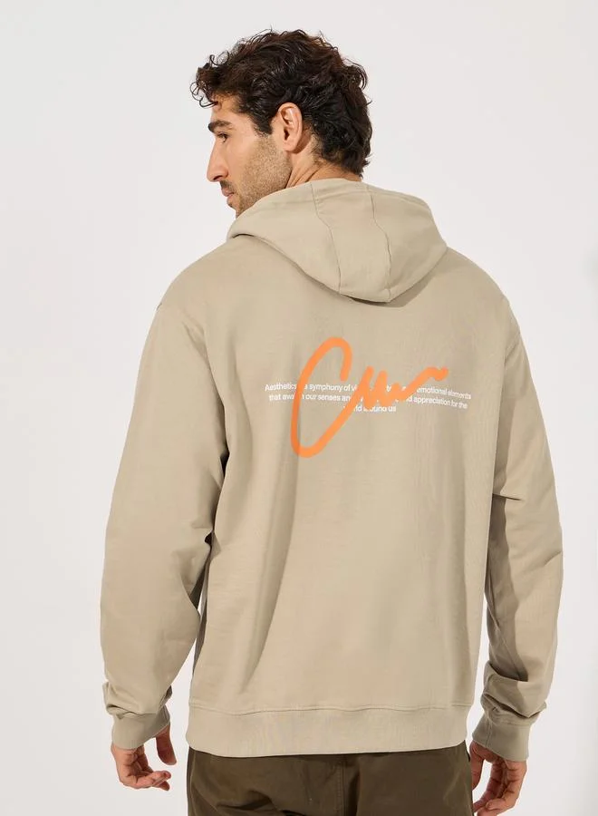 Styli Relaxed Fit Back Printed Hoodie