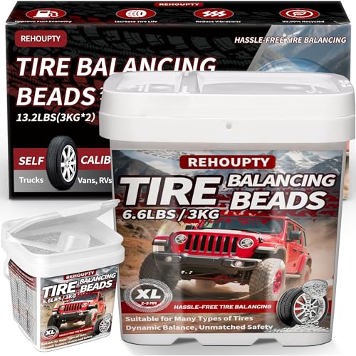 REHOUPTY Tempered Glass Tire Balancing Beads 13.2LBS (3KG*2 Bulk Tub), Tire Balance Beads for Truck Tires, Trailers, Off-Road Vehicles & RVs - Heavy-Duty Wheel Balance Solution with Scoop Included - Image 1