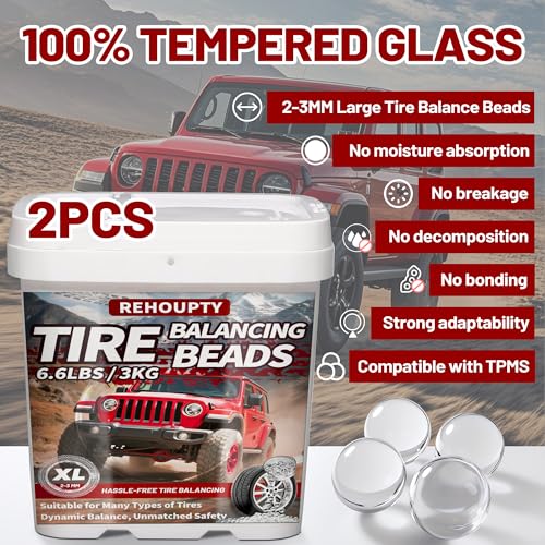 REHOUPTY Tempered Glass Tire Balancing Beads 13.2LBS (3KG*2 Bulk Tub), Tire Balance Beads for Truck Tires, Trailers, Off-Road Vehicles & RVs - Heavy-Duty Wheel Balance Solution with Scoop Included - Image 4