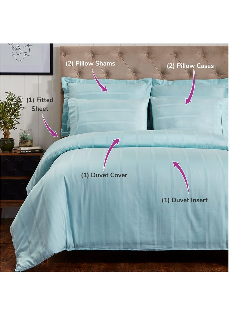 Donetella - Comforter Set 7-Piece Cotton Bedding Set With Removable Filler Double Size 260 X 240 Cm Turquoise - Image 1