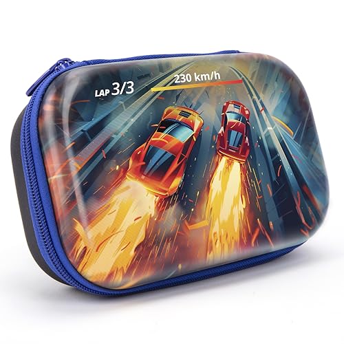 ZIPIT 3D Pencil Case for Boys, Lenticular Pencil Box for School, Large Capacity Stationery Organizer Box, Car Race - Image 1