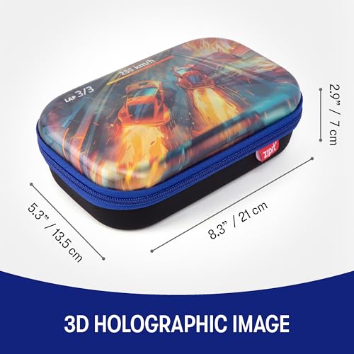 ZIPIT 3D Pencil Case for Boys, Lenticular Pencil Box for School, Large Capacity Stationery Organizer Box, Car Race - Image 2