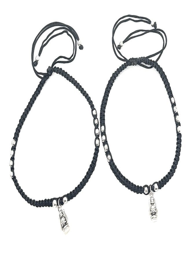 Jyokrish Handmade Adjustable Black silk dori hanging Lantern anklet For Women | girls | Nazariya |Payal | Nazar Battu |Free Size |Pair of 1 - Image 1