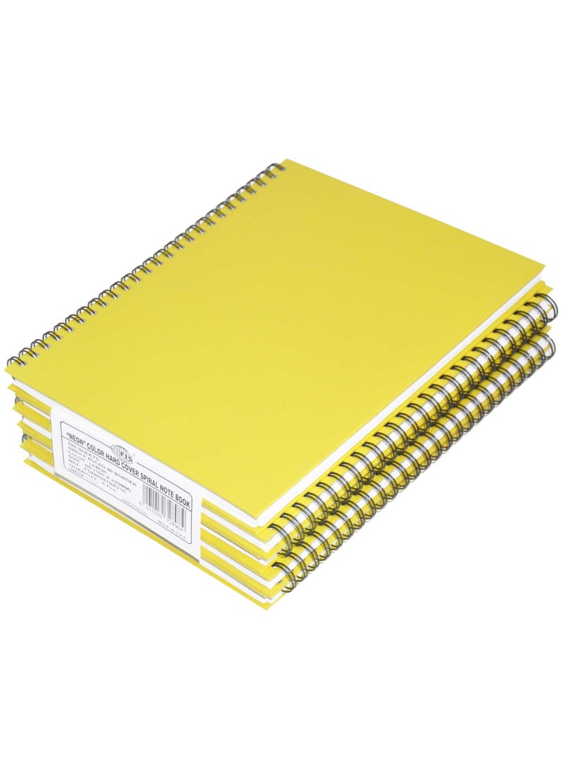 FIS Pack of 5  Spiral Hard Cover Notebook 9X7 Inches (22.86 X 20.32 CM) Single Line With Border, 100 Sheets-Lemon -FSNBS97NA210 - Image 1