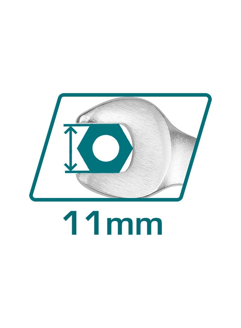 TOTAL 11mm Combination Spanner – Durable Chrome Vanadium Steel, Open & Ring End Wrench for Mechanical & DIY Use - Image 2