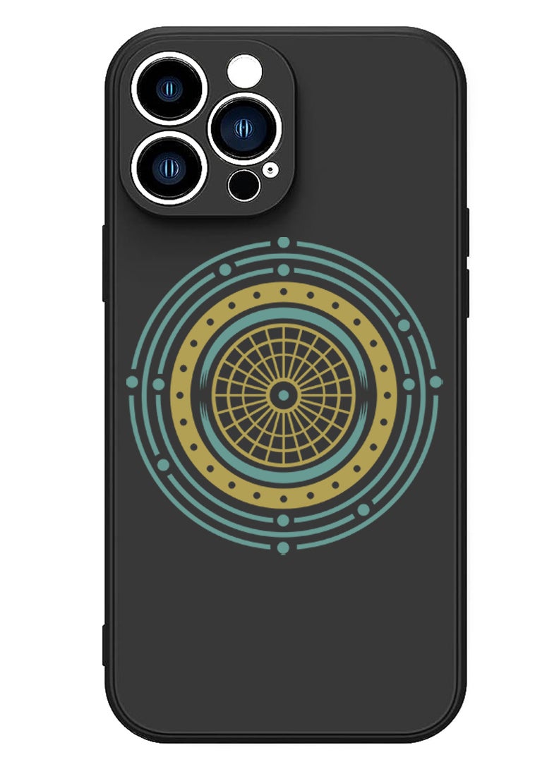 Theodor Protective Slim Fit Case Liquid Silicone Cover with Full Body Protection Anti-Scratch Shockproof Case For iPhone 13 Pro Black  - Mandala colourful - Image 1