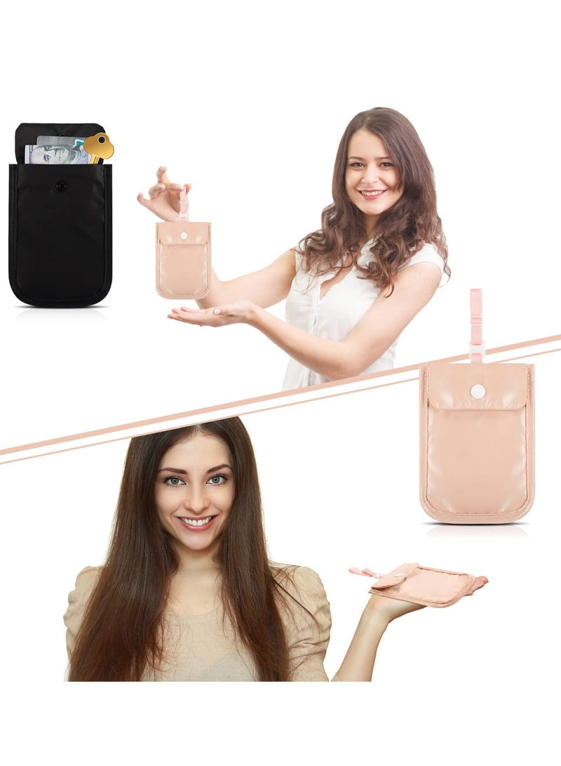 Excefore محفظة صدر نسائية، 2 قطع حقيبة سفر سرية وجيب سري لمحفظة السفر للوثائق الثمينة - Image 4