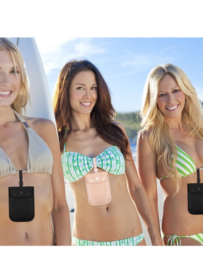 Excefore محفظة صدر نسائية، 2 قطع حقيبة سفر سرية وجيب سري لمحفظة السفر للوثائق الثمينة - Image 5