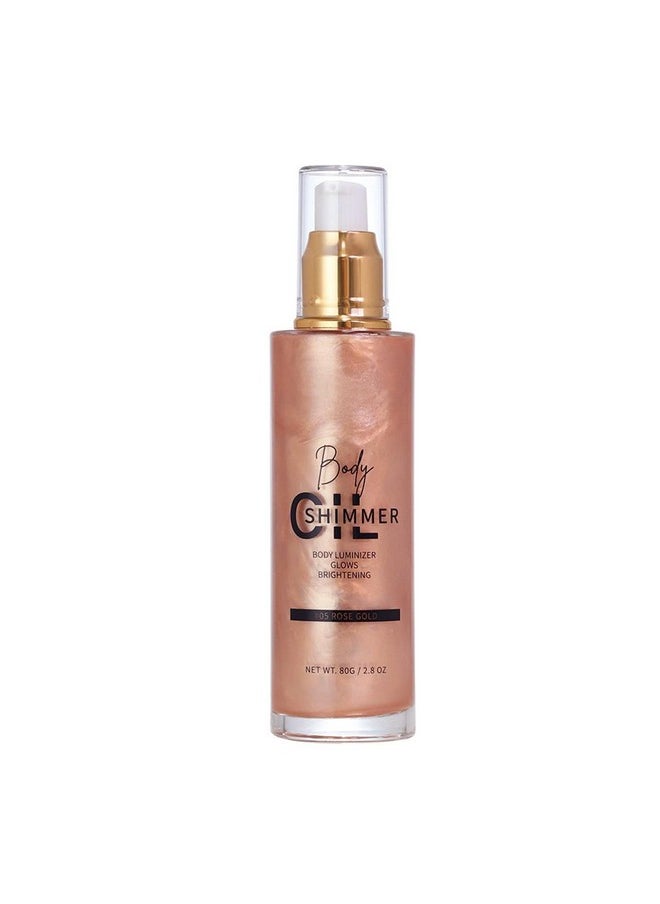 Melemando Shimmer Body Luminizer 5 Color Waterproof Smooth Face Body Glow Illuminator Nonsticky Liquid Body Highlight Illuminator For Face & Body & Leg (80 Ml 05 Rose Gold)  - Image 1