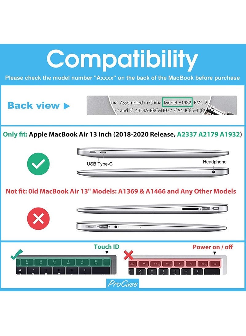 Captaintech MacBook Air 13 Inch Case 2020 2019 2018 Release A2337 M1 A2179 A1932 Heavy Duty Slim Hard Shell Protective Cover with Fold Kickstand for MacBook Air 13 Retina with Touch ID - Image 2