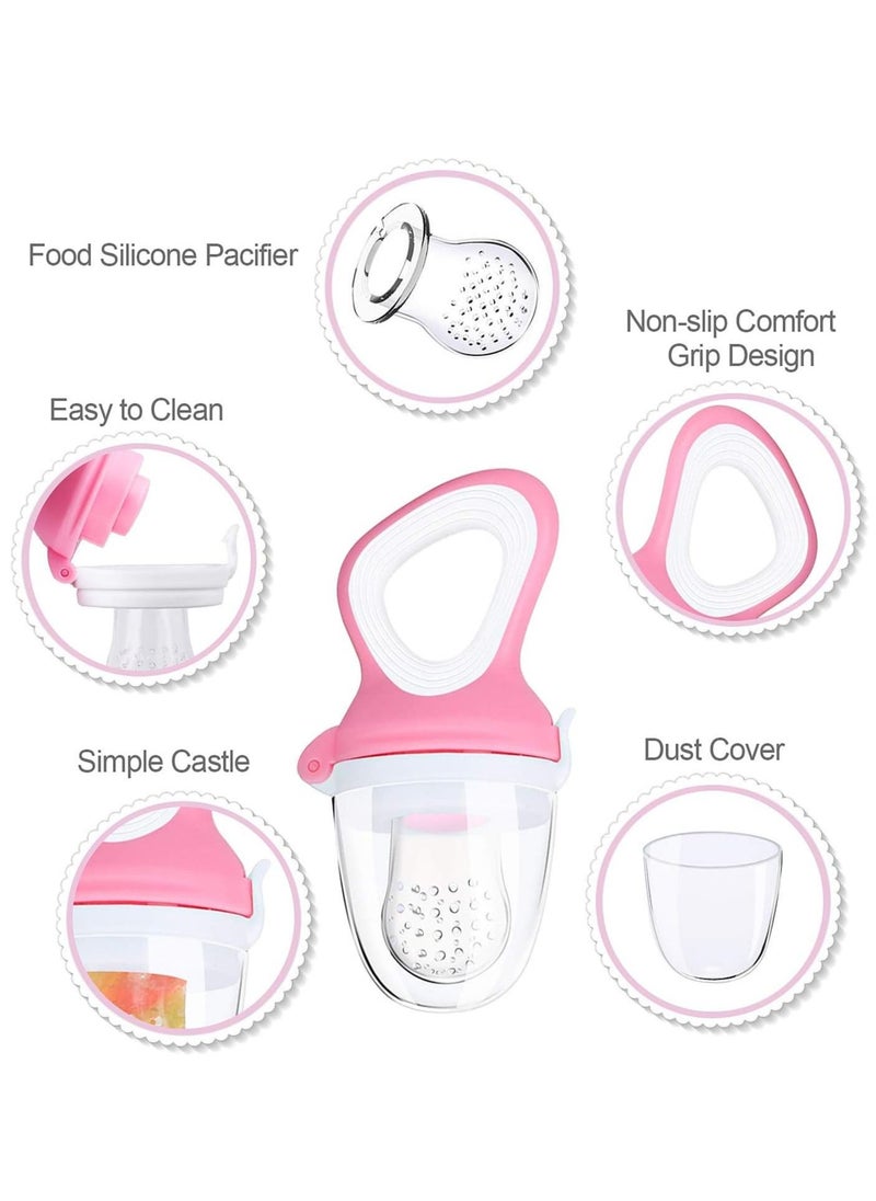 2 PCs Baby Food Fruit Feeder Pacifier with 3 PCs Replacement Silicone Pouches Fresh Food Teething Toy