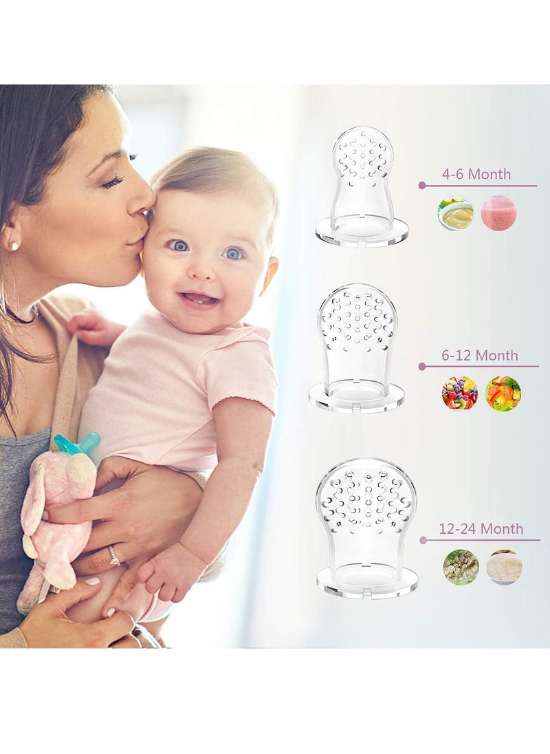 2 PCs Baby Food Fruit Feeder Pacifier with 3 PCs Replacement Silicone Pouches Fresh Food Teething Toy