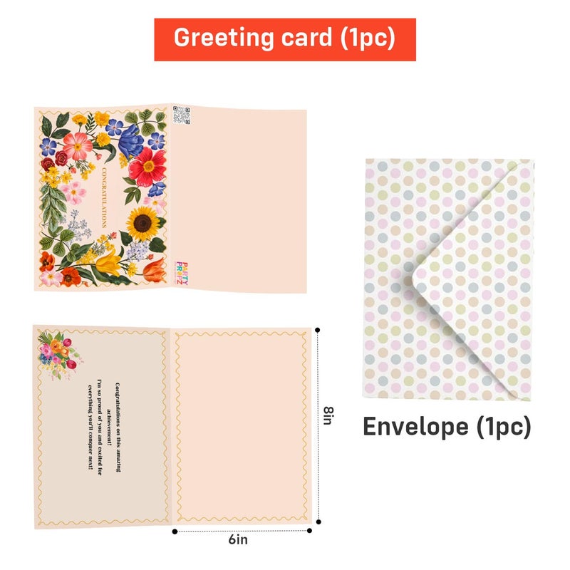 Party Propz Party Propz Congratulations Cards with Envelope - 1pc, Congratulations Greeting Card | Congrats Note Cards | Note card with envelope (Cardstock, Multicolor) - Image 2