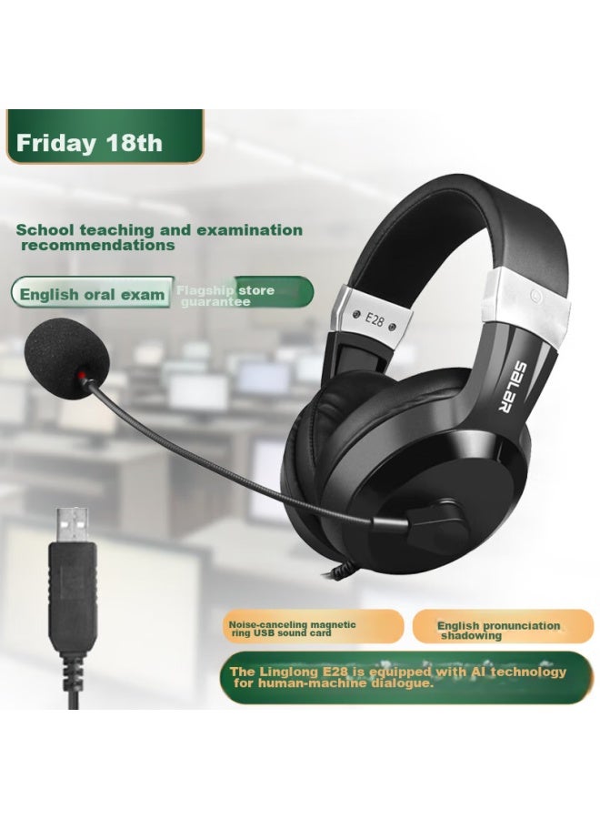 salar Shenglai E28 Headphones For School Entrance Exams, College Entrance Exams, English Listening And Speaking Tests, Human-machine Dialogue, Recording, Follow-along, Oral Practice, With Microphone And Usb Interface - Image 4