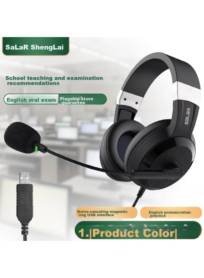 salar Shenglai E28 Headphones For School Entrance Exams, College Entrance Exams, English Listening And Speaking Tests, Human-machine Dialogue, Recording, Follow-along, Oral Practice, With Microphone And Usb Interface - Image 1