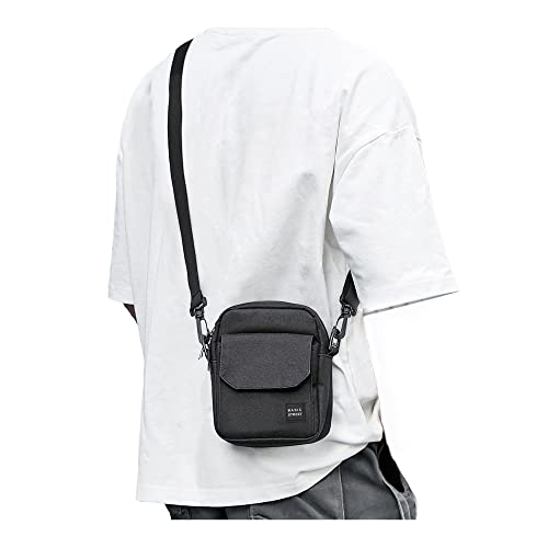 BJLFS Black Small Side Shoulder Bag Crossbody Bag For Men Women Mini Messenger Bag Satchel Bag Travel Purse Wallet Passport Holder Bag, Cell Phone Purse Neck Pouch Wallet- Unisex - Image 1