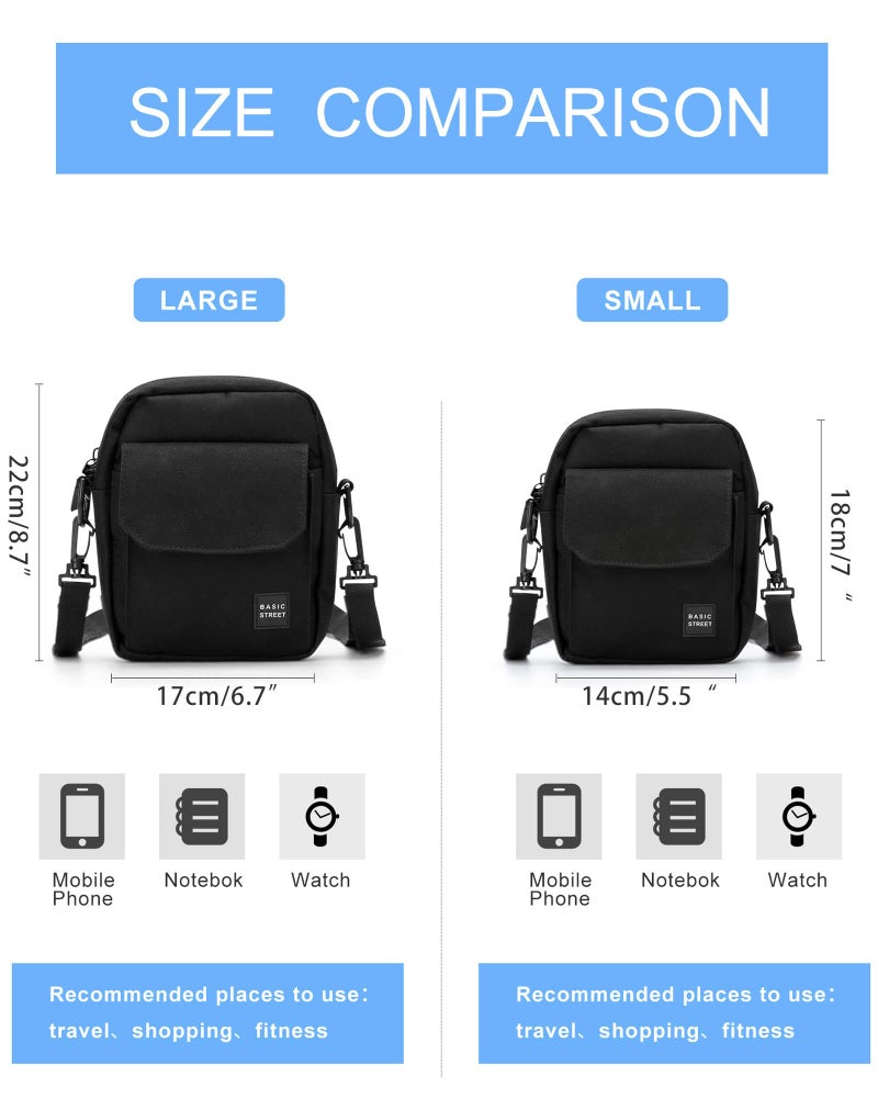 BJLFS Black Small Side Shoulder Bag Crossbody Bag For Men Women Mini Messenger Bag Satchel Bag Travel Purse Wallet Passport Holder Bag, Cell Phone Purse Neck Pouch Wallet- Unisex - Image 5