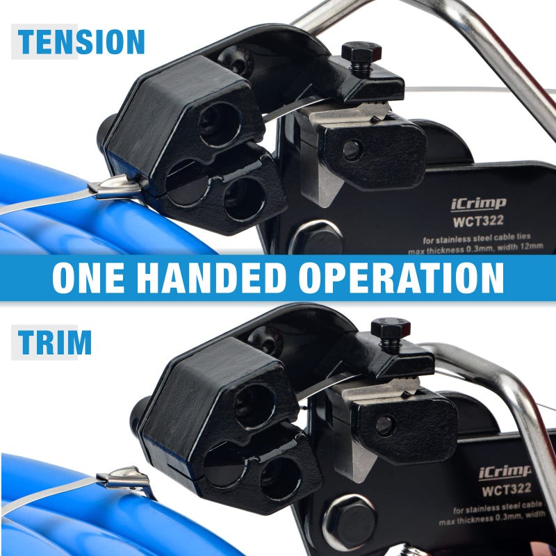 iCrimp Stainless Steel Cable Tie Gun Wrap Tool Metal Zip Tie Tightener Tensioning & Cutting Functional Cable Tie Gun c/w Free Zip Tie Release Tool - Image 5