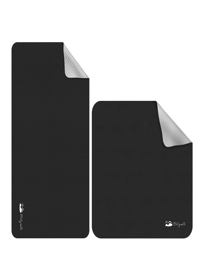 Bilymate 3in1 Anti Slip Silicone dots Multi-Functional Microfiber Cloth Mouse Pad, Portable & Washable Keyboard Cover for Laptop and Screen Microfiber Cleaning Cloth 2pcs one Set black - Image 1
