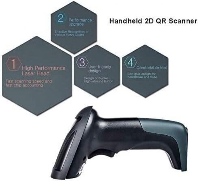 Barcode Scanner Wireless 2D Scanner Handheld Scanner Barcode Scanner Laser Express Barcode Scanner with Base for Supermarket, Convenience Store, Warehouse - Image 2