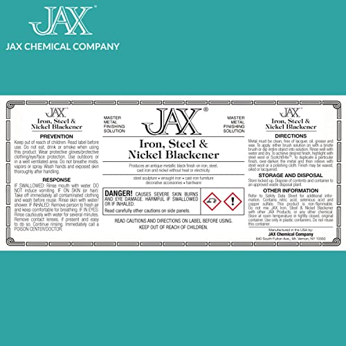 JAX Iron, Steel, & Nickel Blackener - Metal Finishing Solution - Antique Finish Without Heat or Electricity - Pint - Image 2