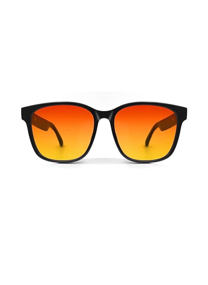 General Classic Smart Sunglasses Bluetooth Headphones Sunglasses Bilateral Stereo Sound Hands-Free Calling Music Audio Mic Sunglasses High-Efficiency Sunscreen, UV400 Protection Orange Lens  - Image 2