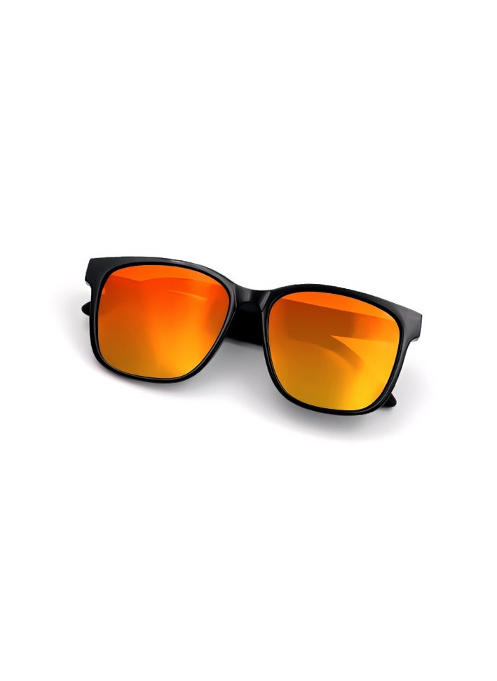 General Classic Smart Sunglasses Bluetooth Headphones Sunglasses Bilateral Stereo Sound Hands-Free Calling Music Audio Mic Sunglasses High-Efficiency Sunscreen, UV400 Protection Orange Lens  - Image 3