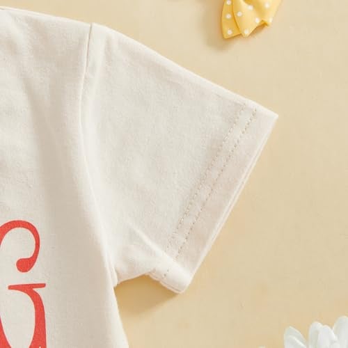 GOOCHEER Big Sister Little Sister Matching Outfit Newborn Baby Girl Short Sleeve Romper Toddler Girl T-Shirt Top (Khaki-Big Sister, 2-3 Years) - Image 3