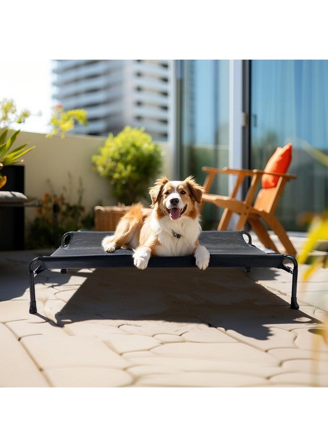 Cooling Elevated Dog Bed, Raised Dog Beds For Large Dogs, Outdoor Dog Bed With Guardrail, Upgraded NonSlip Feet, Breathable Teslin Mesh, Portable Camping Dog Cot, Large, Black, Cwc2404