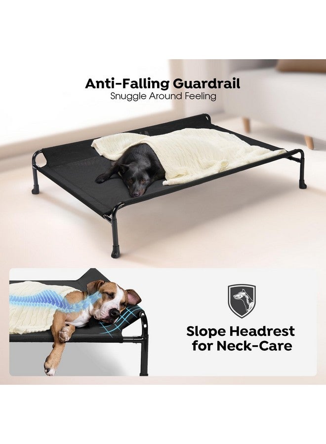 Cooling Elevated Dog Bed, Raised Dog Beds For Large Dogs, Outdoor Dog Bed With Guardrail, Upgraded NonSlip Feet, Breathable Teslin Mesh, Portable Camping Dog Cot, Large, Black, Cwc2404