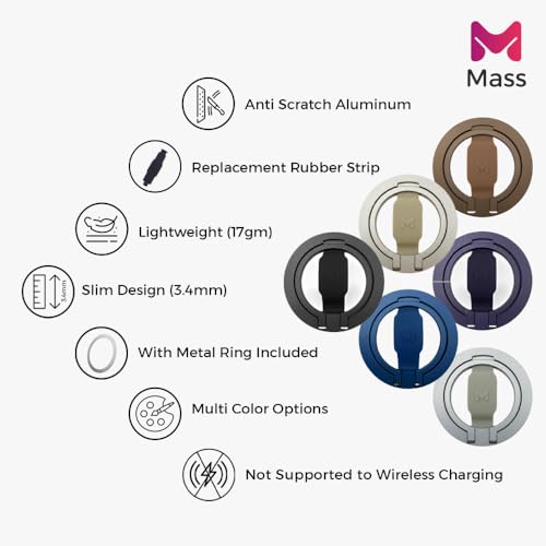 Mass Limber 2.0 Grip – Magnetic Phone Stand, Vertical & Horizontal Holder, Ergonomic Comfortable Grip, Slim Titanium Aluminum Design, Strong Magnetic Hold, Durable Build, Titanium by Mass - Image 5