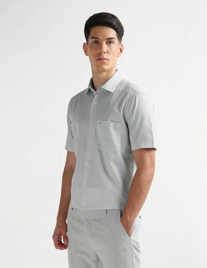 Arrow Blue Geometric Printed Originals Shirt for Men | Best Price UAE