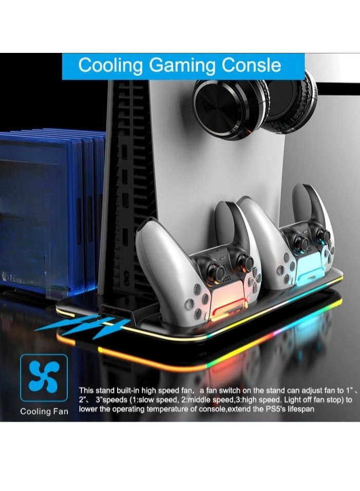 Controller Charging Station, Lightweight And Portable Controller Charging Dock, Dual Charging Multifunctional Controller Cooling Stand For Gaming Controllers, (1pc, Black)  - Image 3