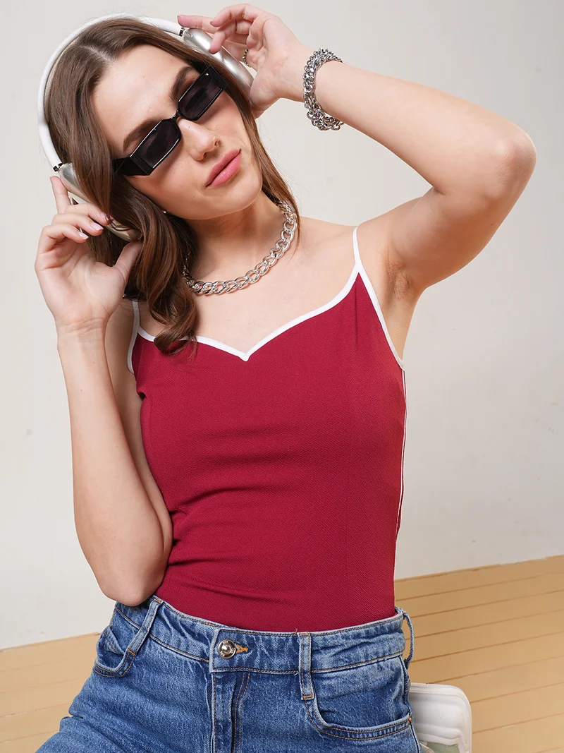 Women Sweetheart Neck Adjustable Strappy Shoulder Stretchable Top