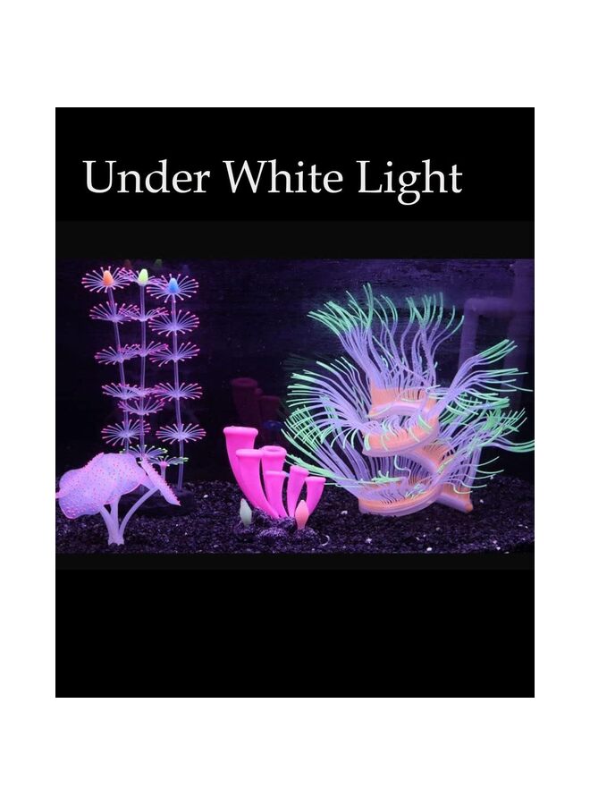 عام 4 قطع من زينة أحواض السمك ذات تأثير متوهج، نباتات مرجانية صناعية متوهجة من السيليكون لأحواض السمك - Image 4