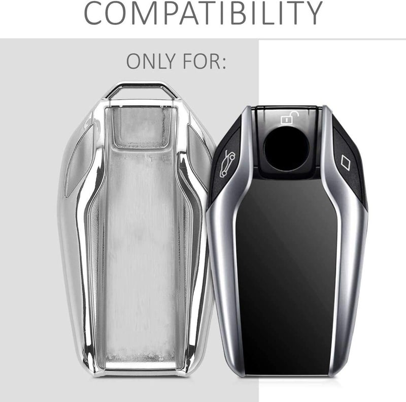 JVCV® TPU Car Key Cover Compatible with BMW X Series Key (Silver) - Image 2