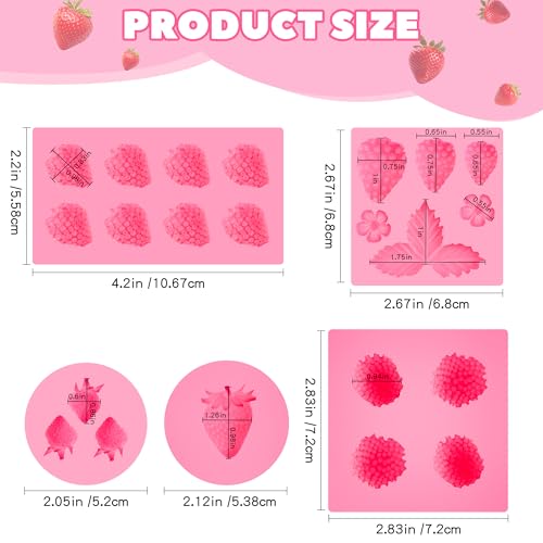 AUFXKOO 5Pcs Strawberry Baking Mold Silicone 3D Strawberry Chocolate Mold, Candy Jelly Flower Fondant Molds Ice Cream DIY Paper Cup Cake Biscuit Dessert Making - Image 2