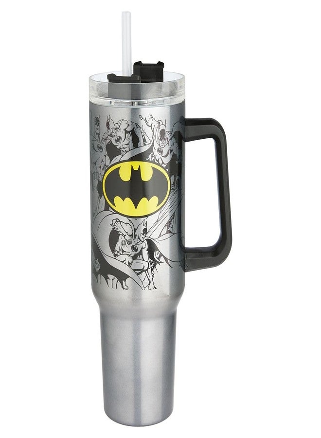 Spoontiques DC Comics Stainless Steel Travel Mug, 40oz - Double Wall Insulation, Sturdy Handle, Sliding Lock Travel Lid - Batman