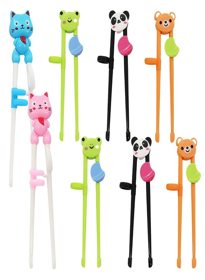 braxan 8 Pairs Training Chopsticks for Kids, Beginners Learning Chopsticks, Cute Tableware Reusable,Animal Pattern, Right or Left Handed - Image 1