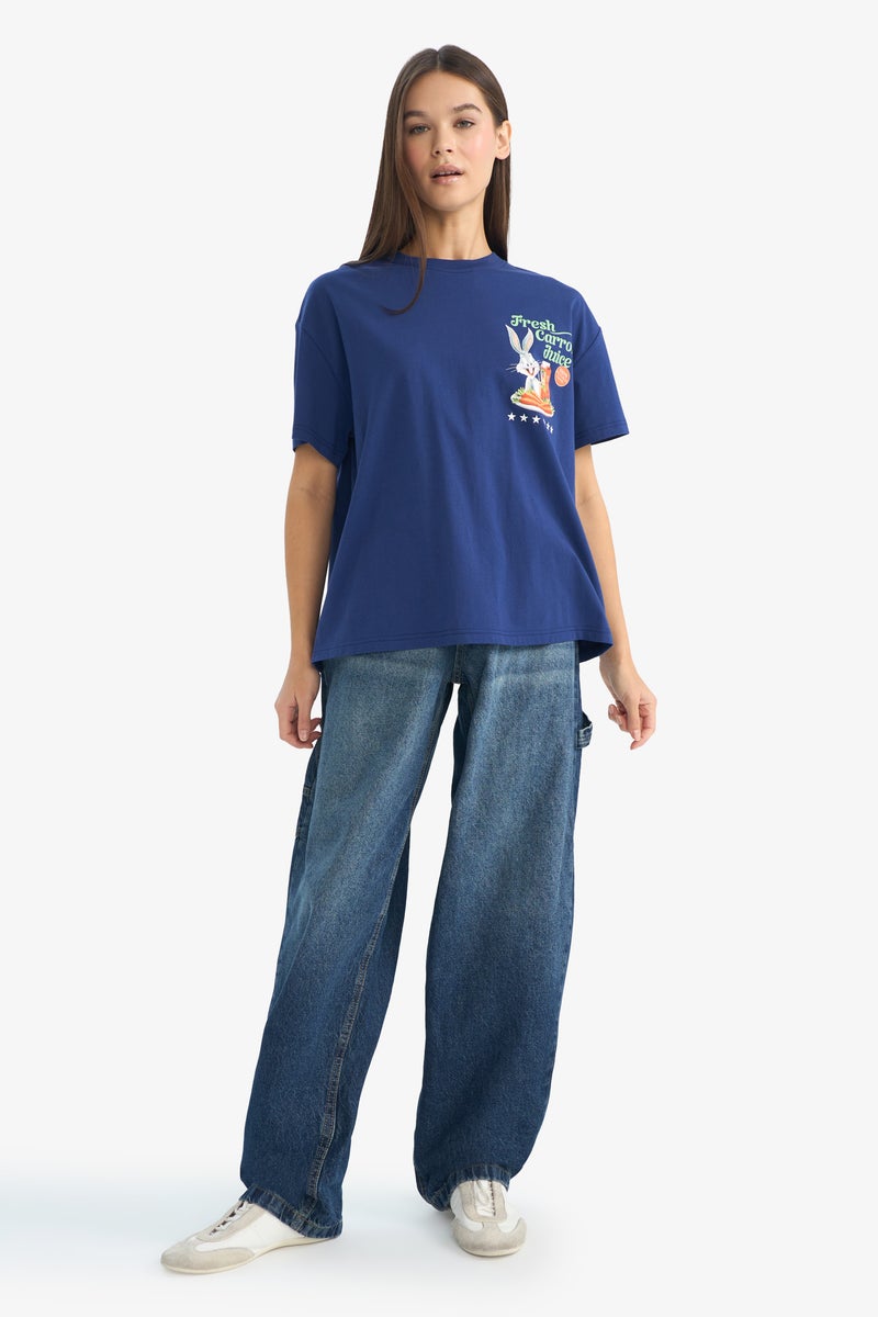 DeFacto Blue Woman Looney Tunes Oversize Fit Printed T-Shirt Casual - Image 2
