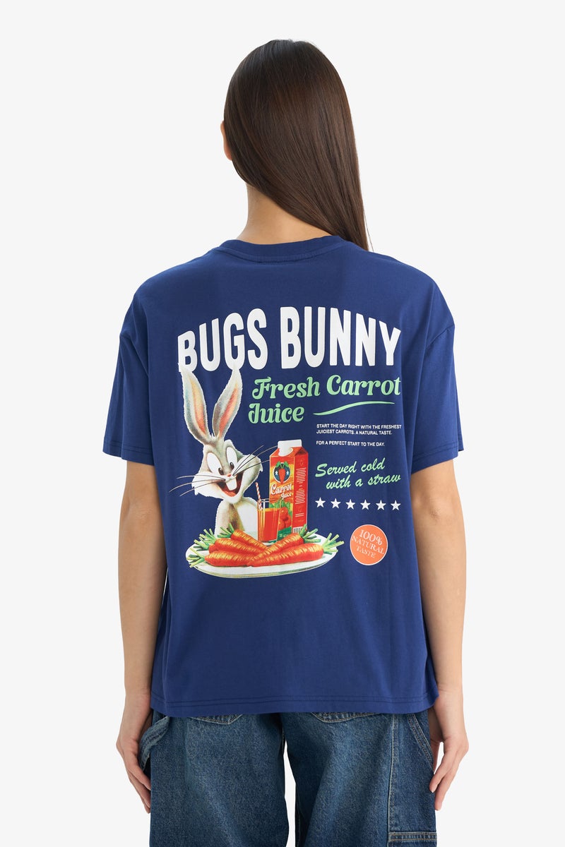DeFacto Blue Woman Looney Tunes Oversize Fit Printed T-Shirt Casual - Image 5