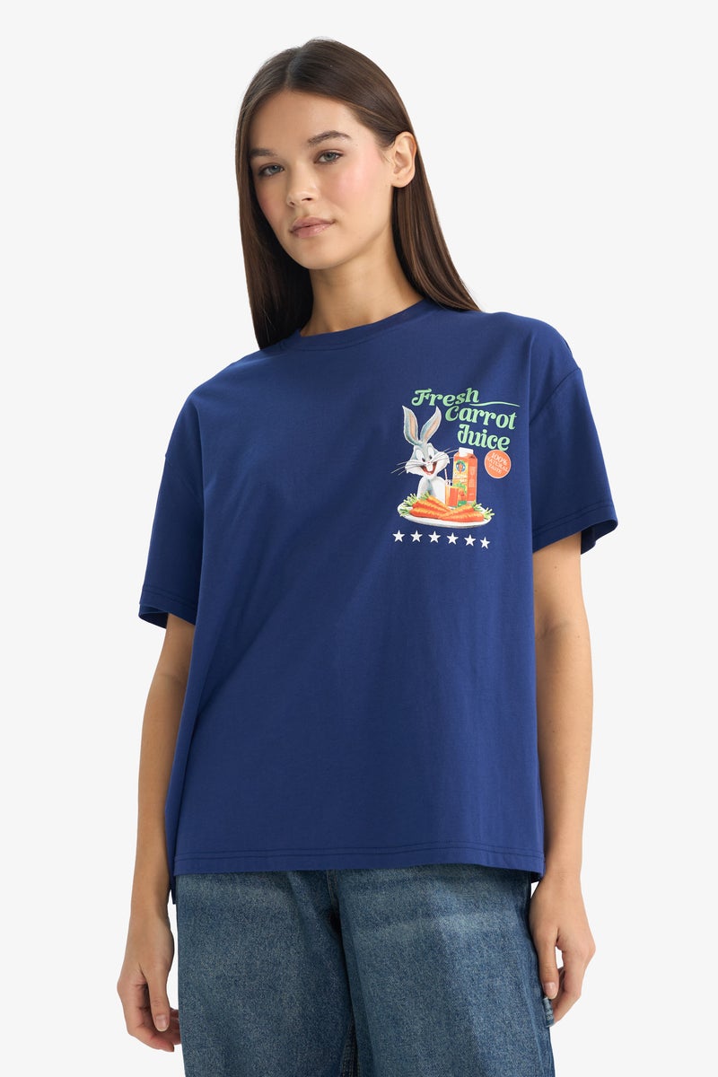 DeFacto Blue Woman Looney Tunes Oversize Fit Printed T-Shirt Casual - Image 3